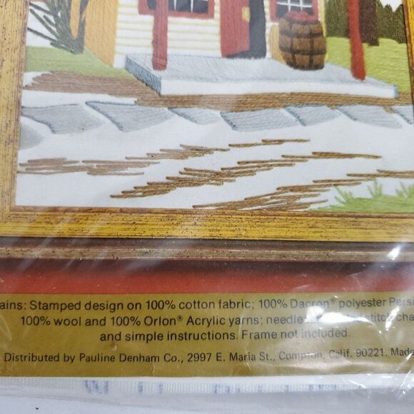 Vintage NEW Pauline Denham Crewel Embroidery Kit Country Store #6058 1974 9x12 - Picture 3 of 4